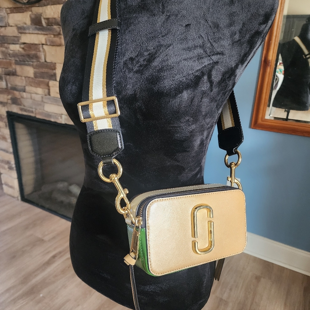 Authentic Marc Jacobs Gold and Green Women's Crossbody Bag